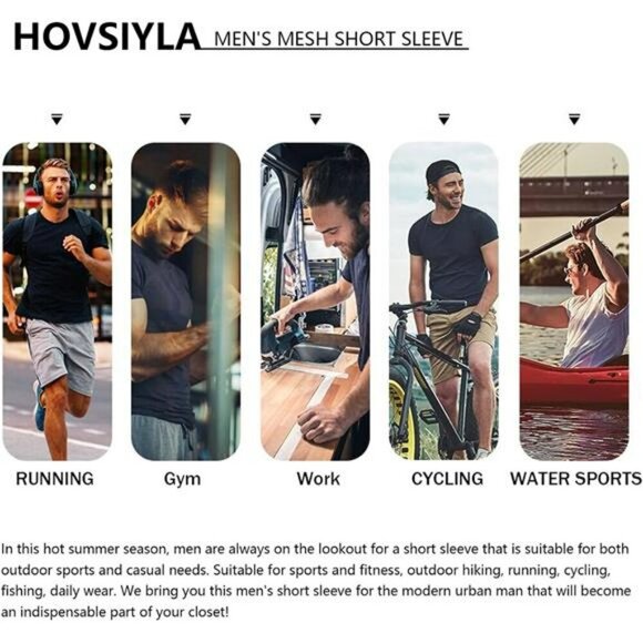 Mens Dry Fit Running Shirt Moisture Wicking Gym Workout Athletic T Shirt - Picture 6 of 7